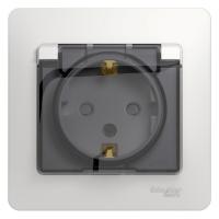 Розетка однопостовая Schneider Electric Glossa без заземления с защитными шторками с защитной крышко