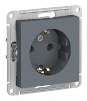 Розетка однопостовая Schneider Electric AtlasDesign с заземлением грифель