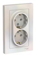 Розетка двухпостовая Schneider Electric AtlasDesign с заземлением в сборе жемчуг